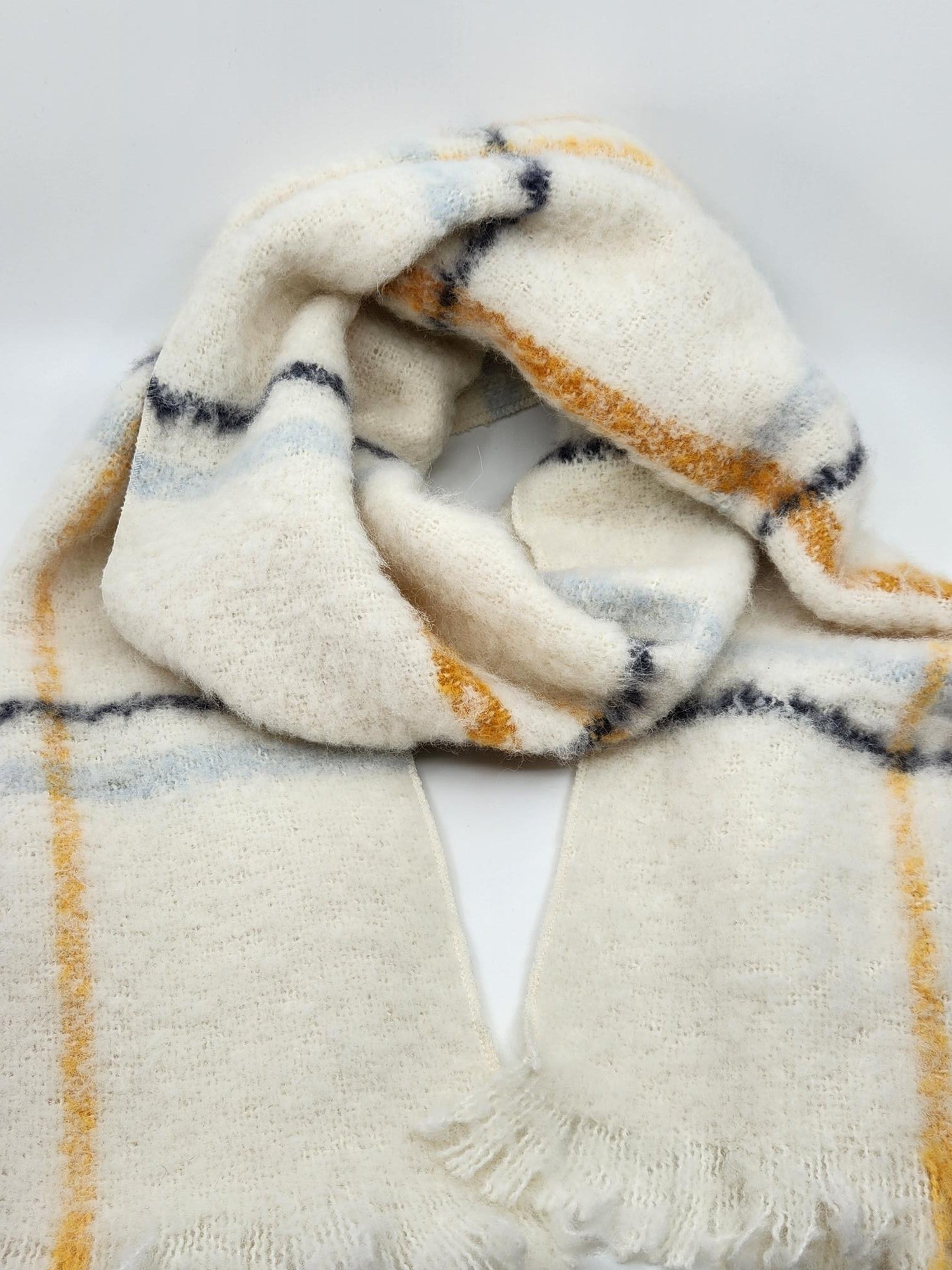 Waverly Mills 100% Alpaca Scarf - Tan Grid