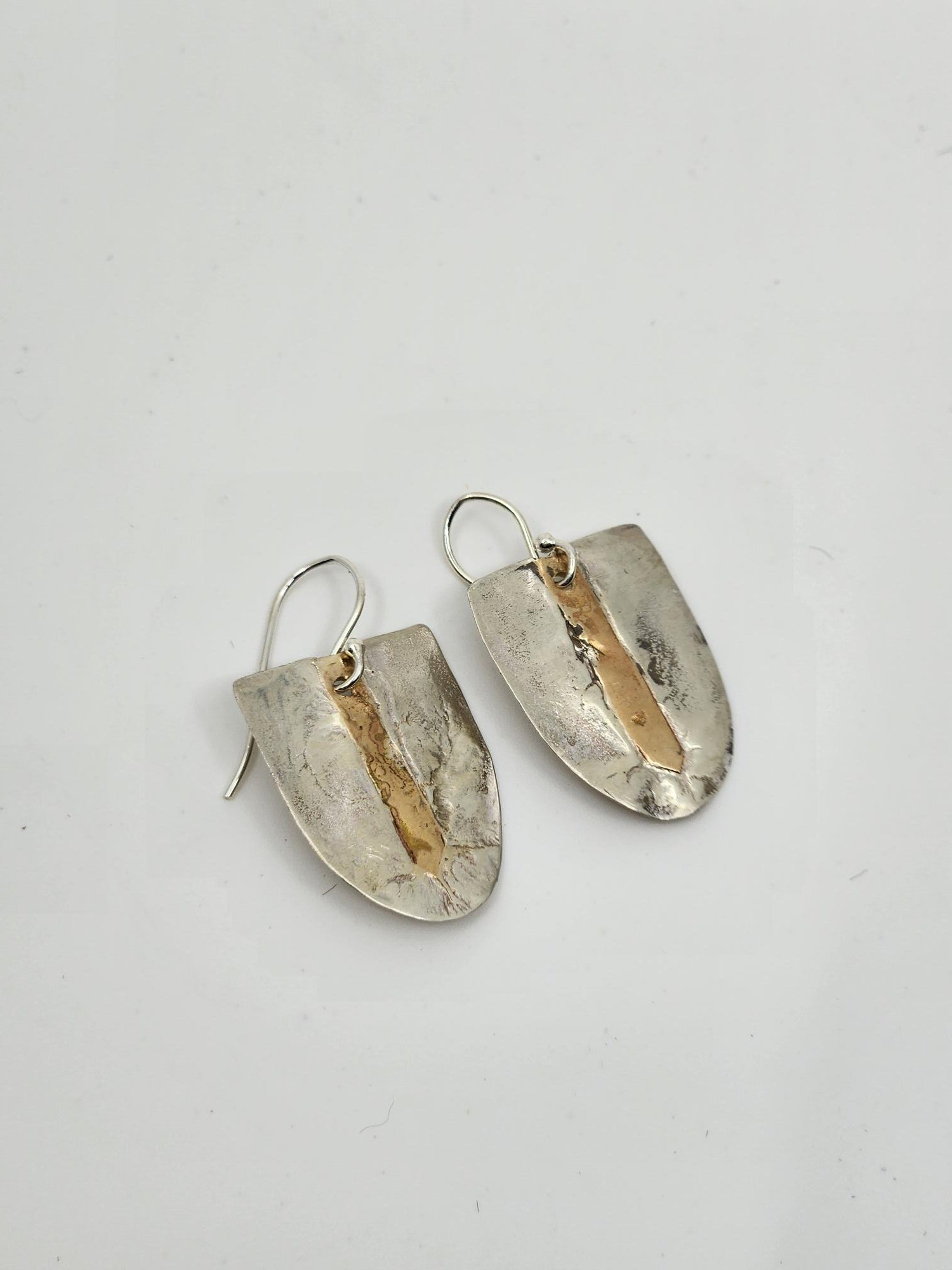 Reticulated 14ct Gold and Silver Earrings