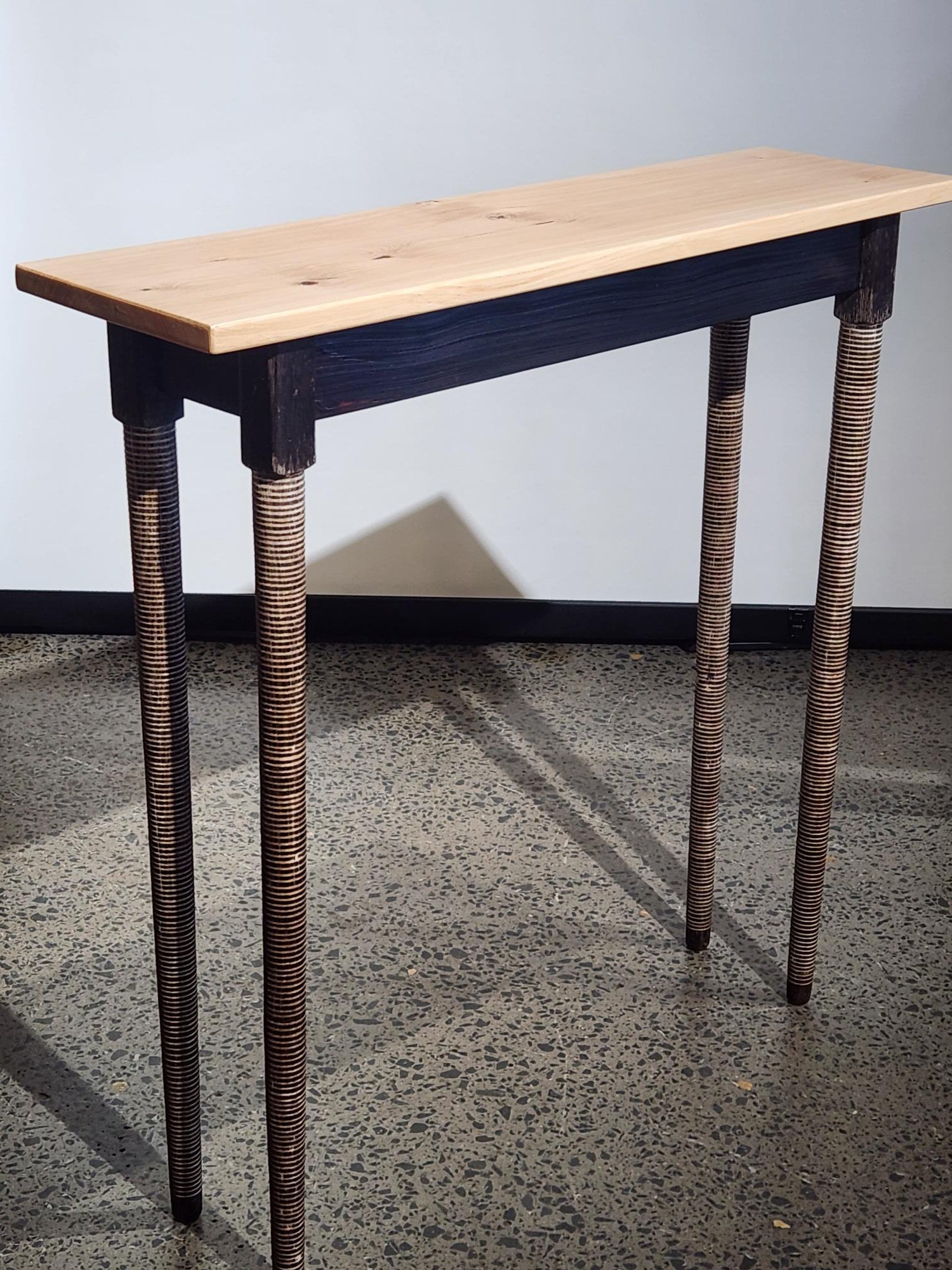 Celery Top Pine Hall Table on Burnt Plastered Legs