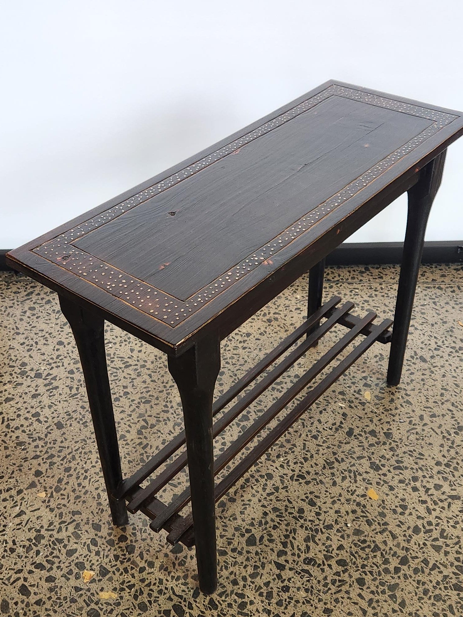 Burnt & Studded Celery Top Pine Side Table