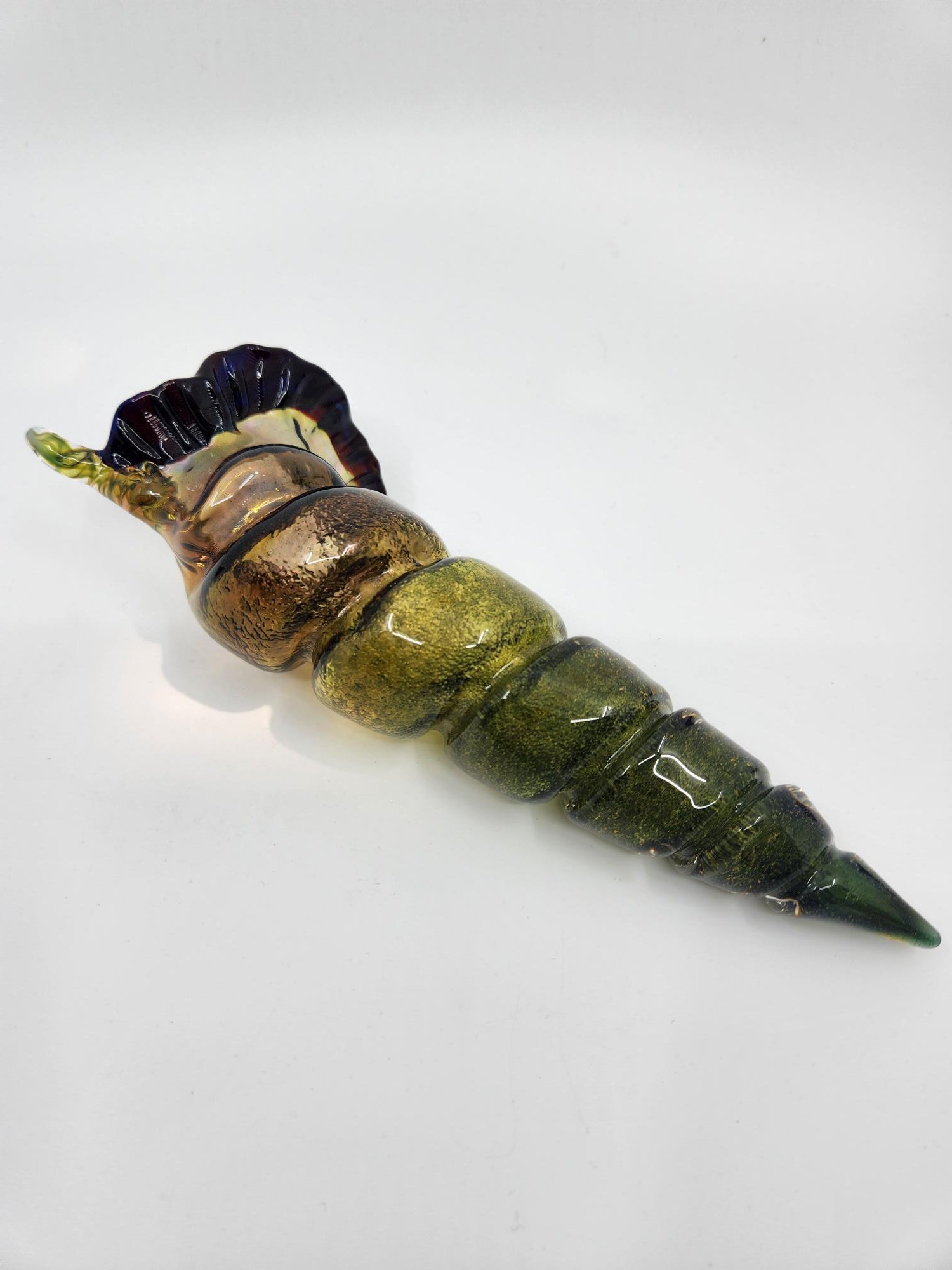 Large Spiral Gold Shell - Glass
