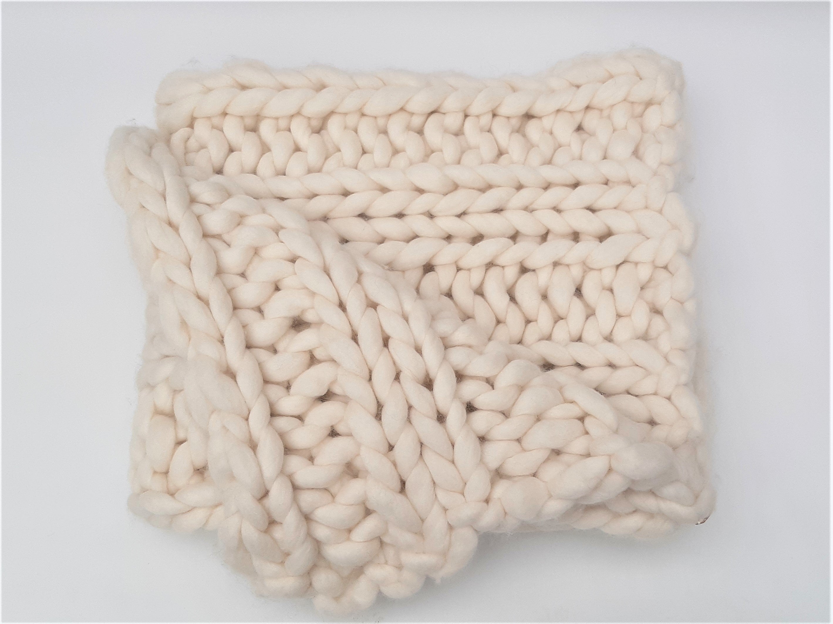 Handknitted Chunky Wool Sofa Throw - Natural