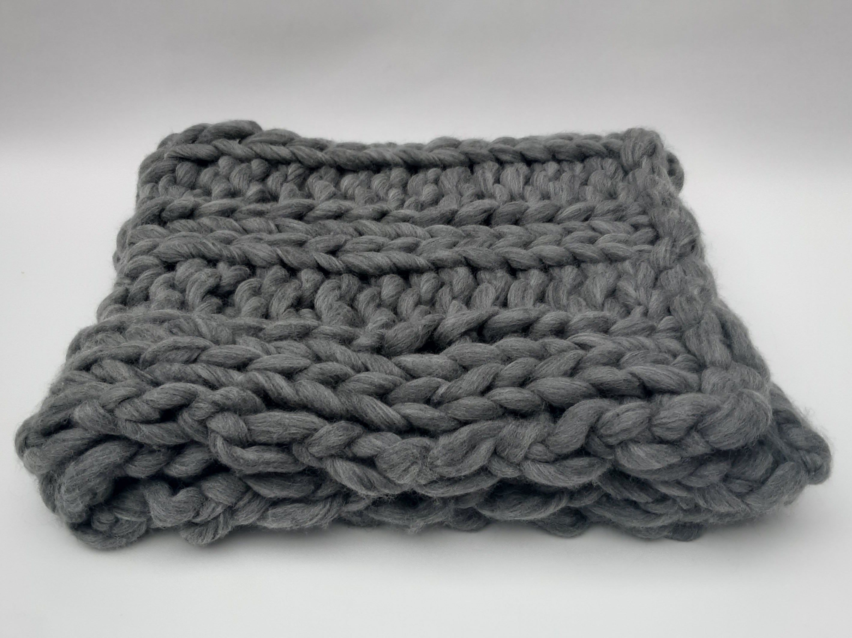 Handknitted Chunky Wool Sofa Throw - Grey