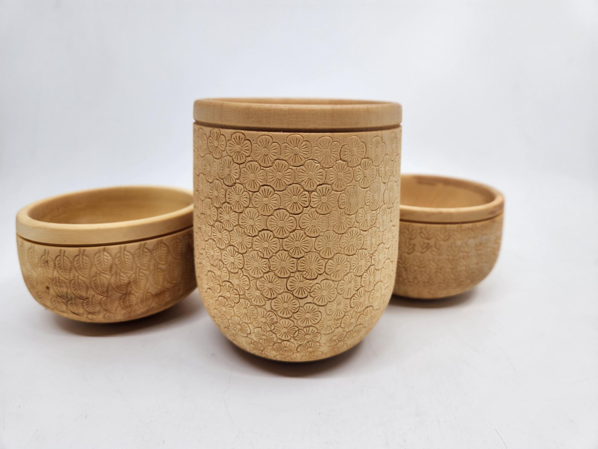 Huon Pine Bowl Trio - Stamped Design