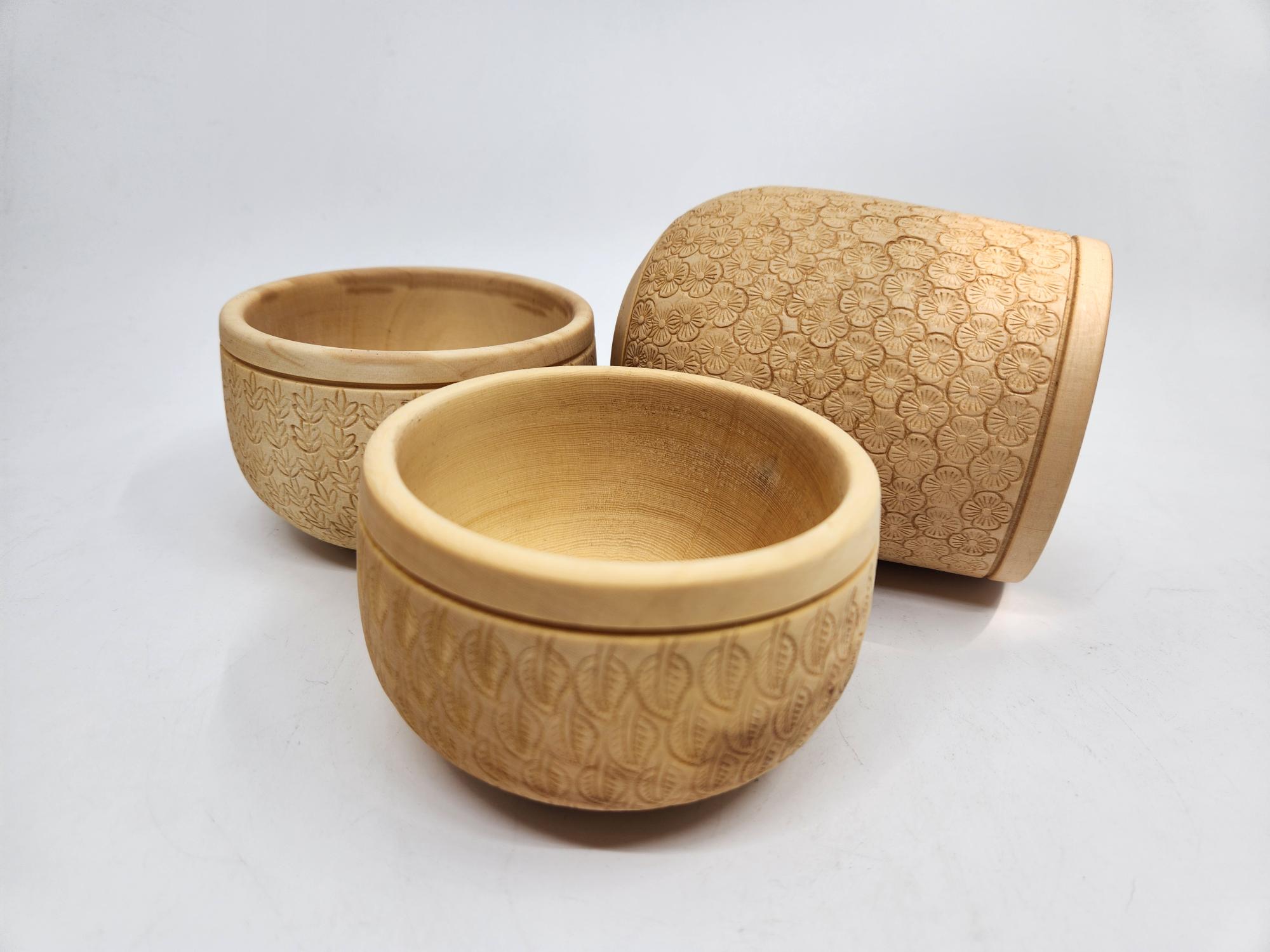 Huon Pine Bowl Trio - Stamped Design