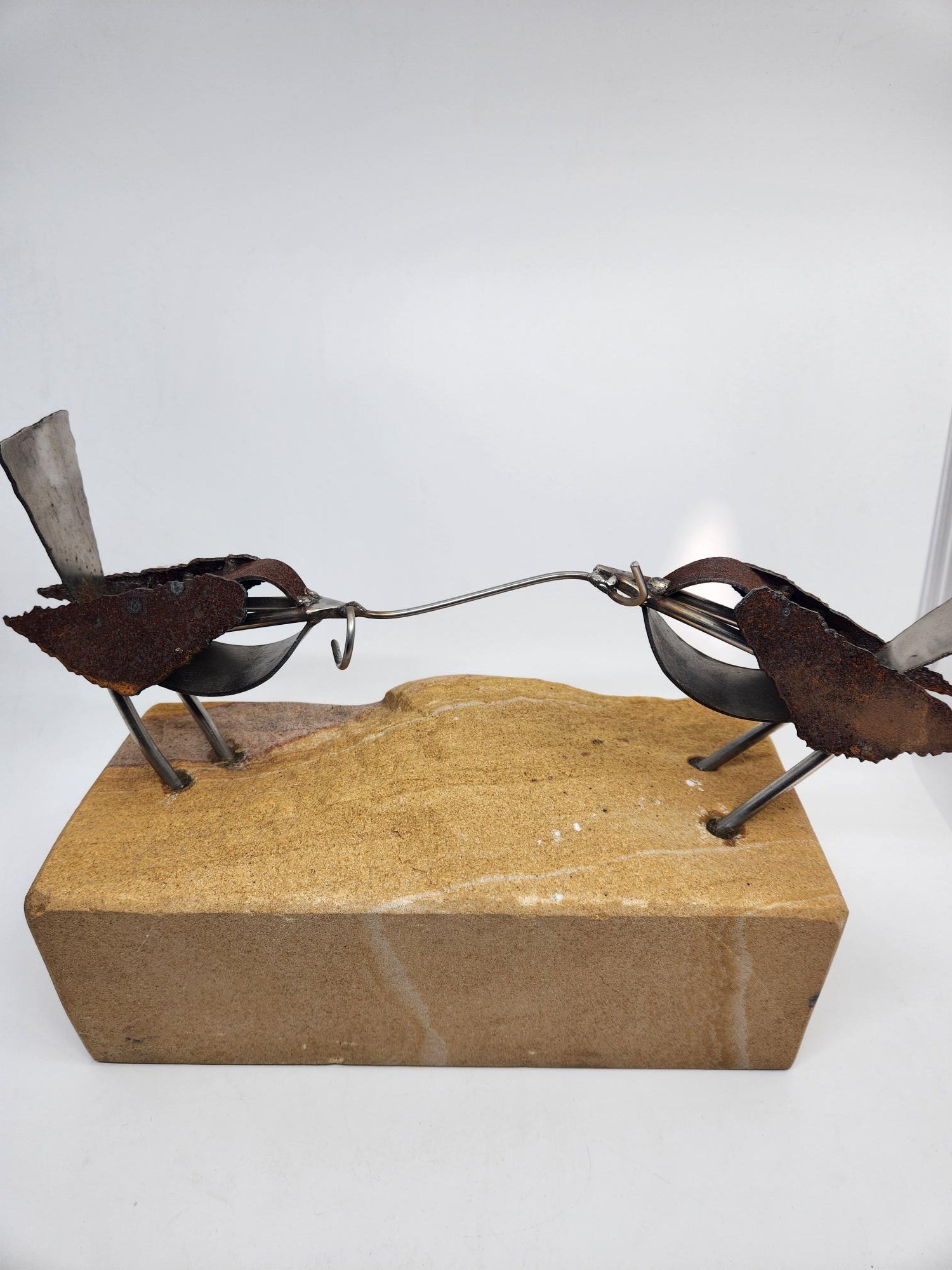 Corten Steel and Sandstone Bird Sculpture