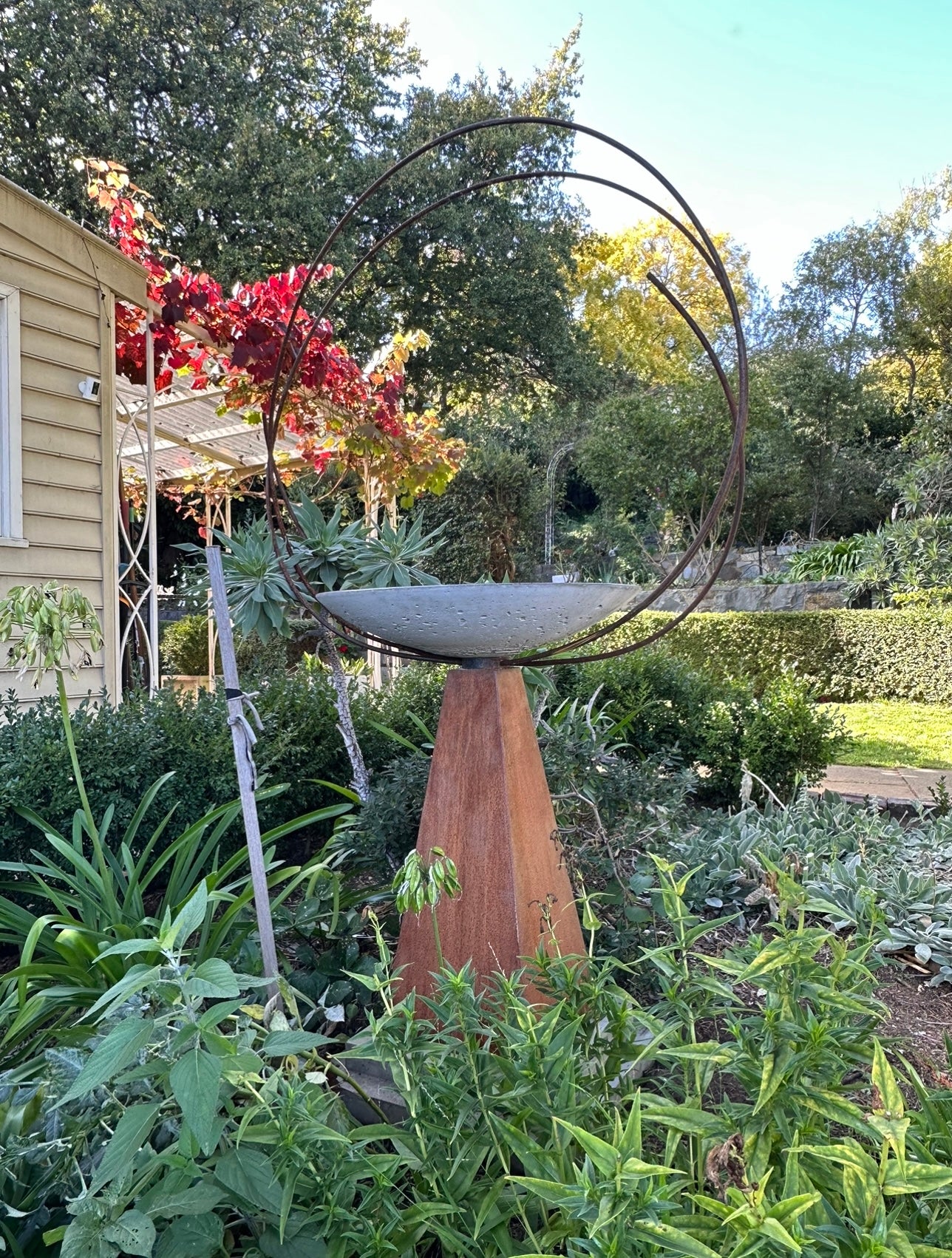 Birdbath Corten Steel Circles