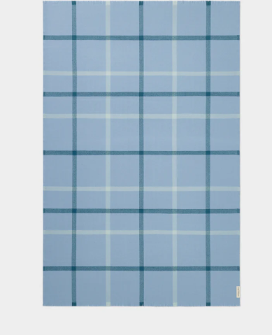 Plaid Merino Wool Throw - Wineglass Bay Blue