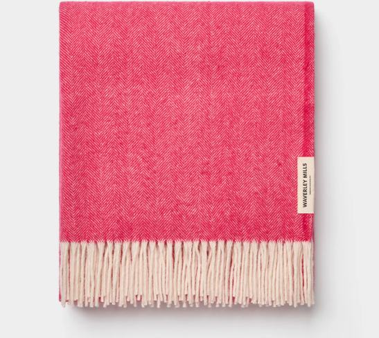 Merino Wool Herringbone Throw - Watermelon