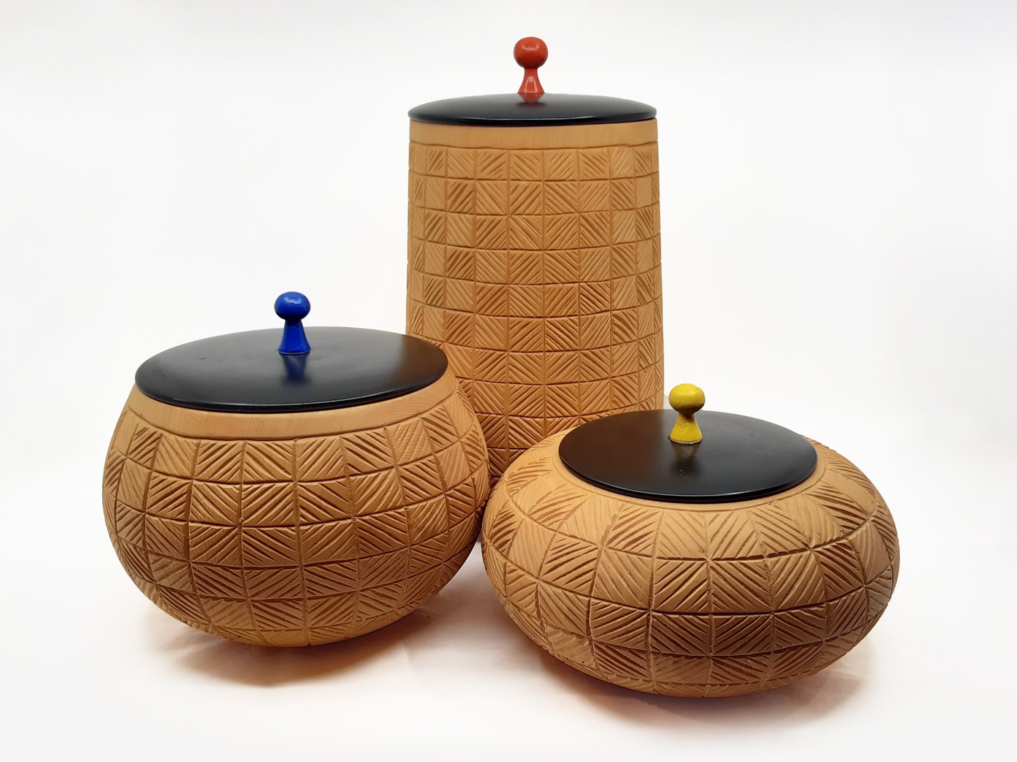 Huon Pine Carved Cannisters