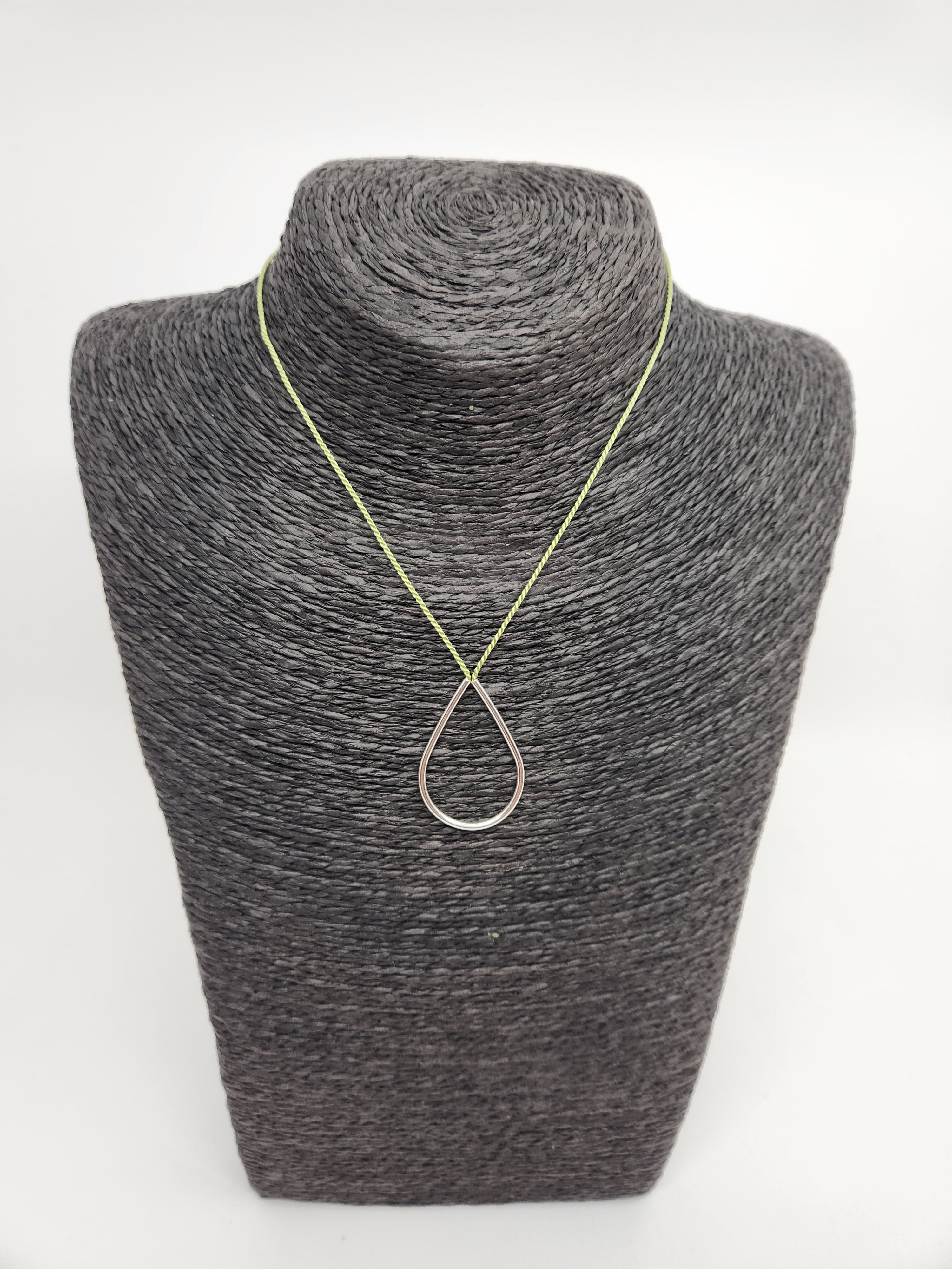 Small Dew Drop Necklace on Silk Cord - Assorted Cord Colours