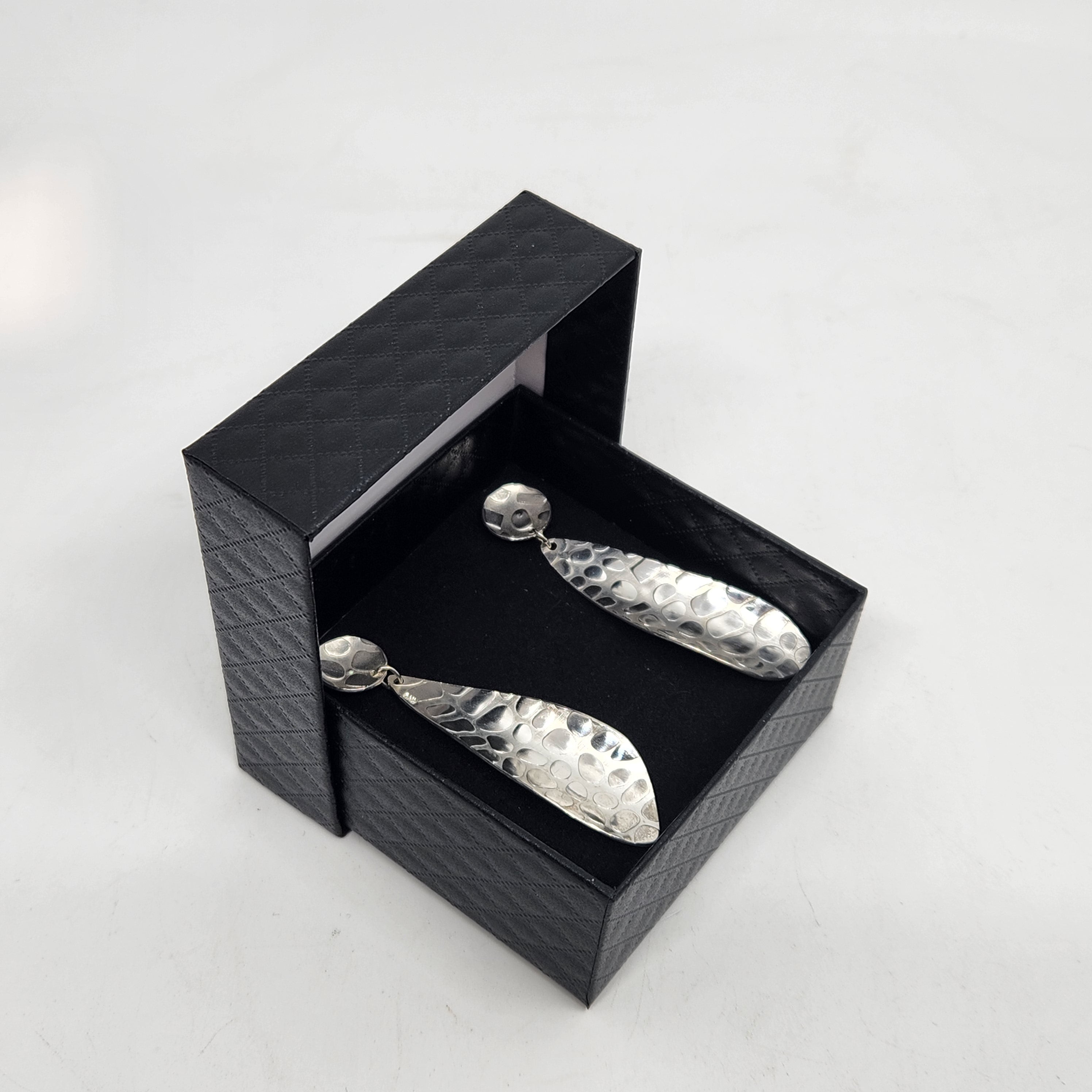 Long Cobblestone Silver Earring