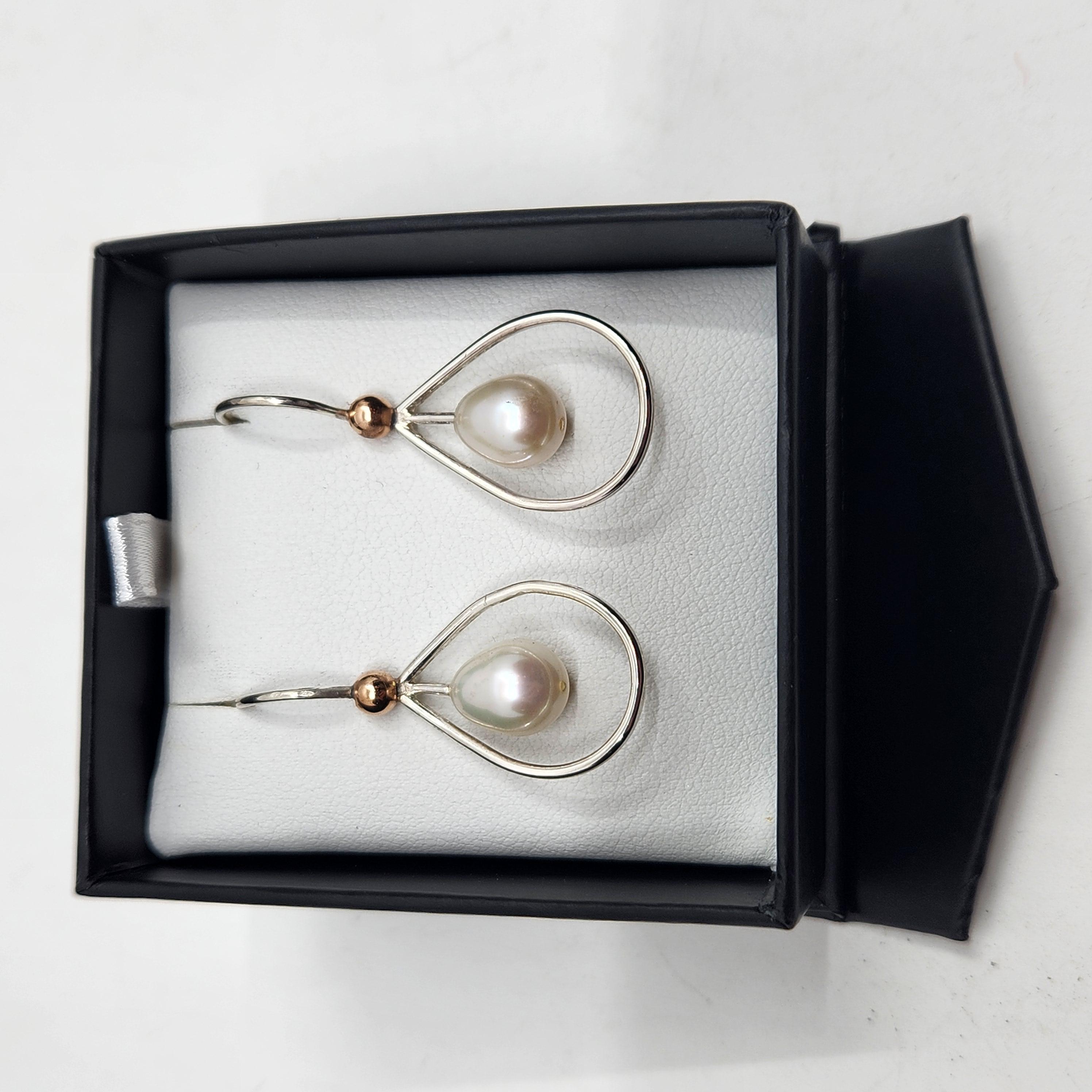 Pearl & Rose Gold Silver Earring