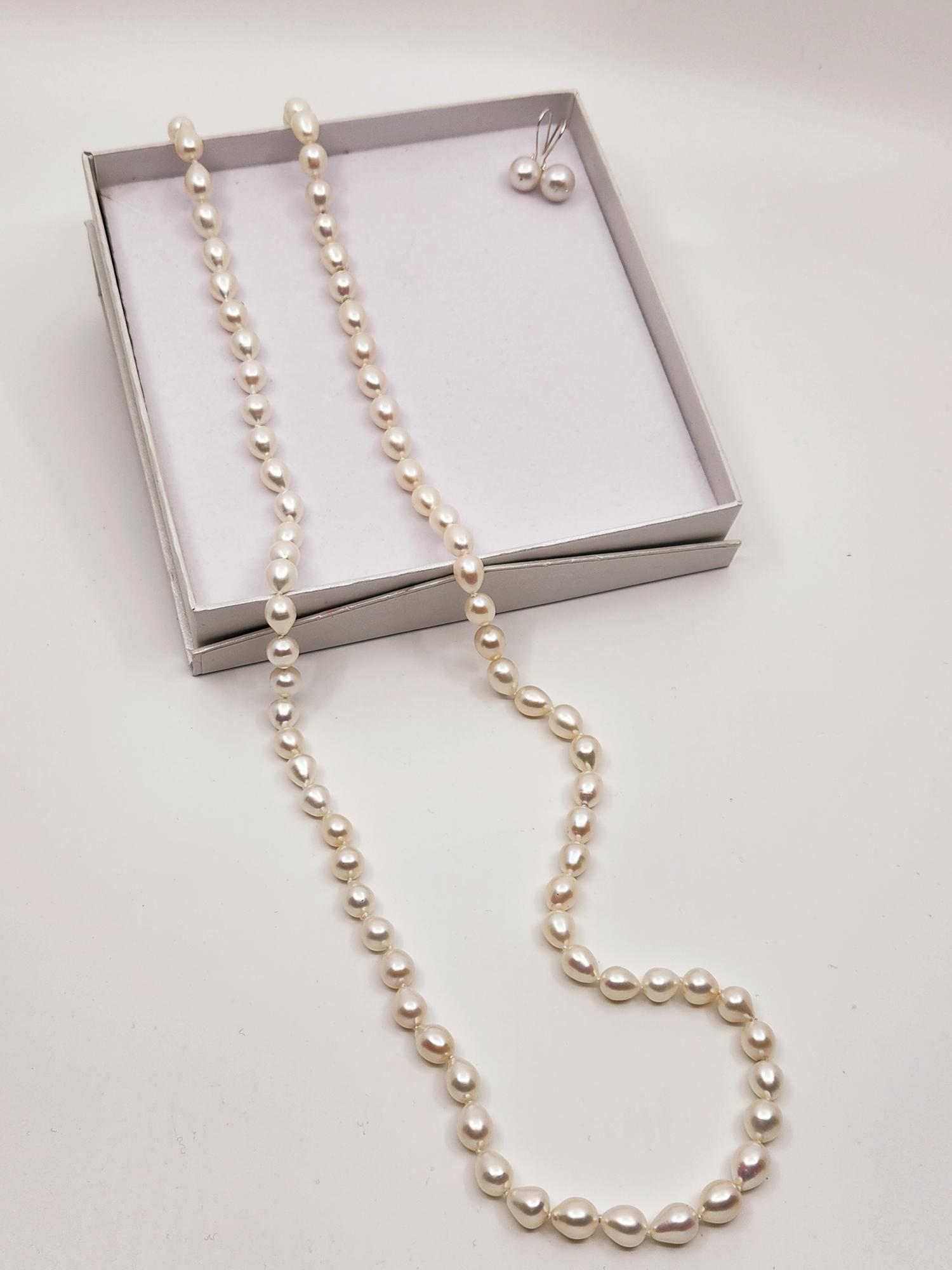 Pearl Necklace and Earrings Set
