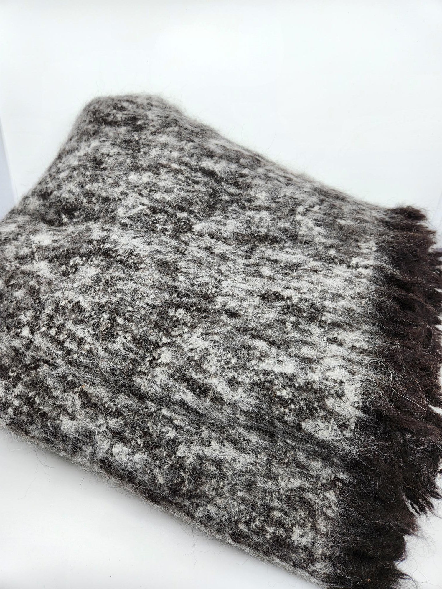 Luxe Alpaca Throw - Charcoal with Black Fringe