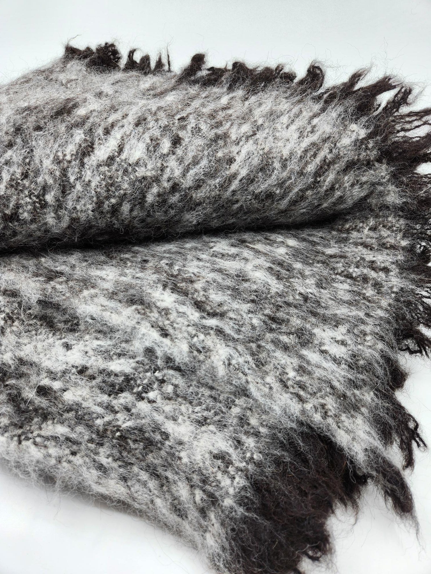 Luxe Alpaca Throw - Charcoal with Black Fringe