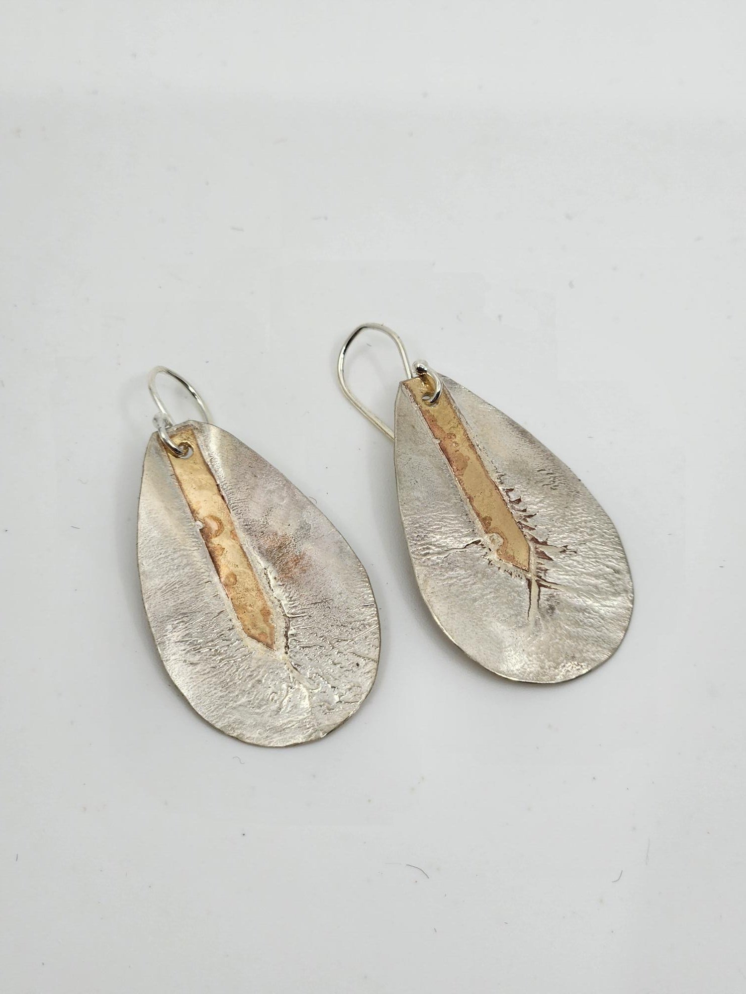 Reticulated 14ct Gold and Silver Earrings
