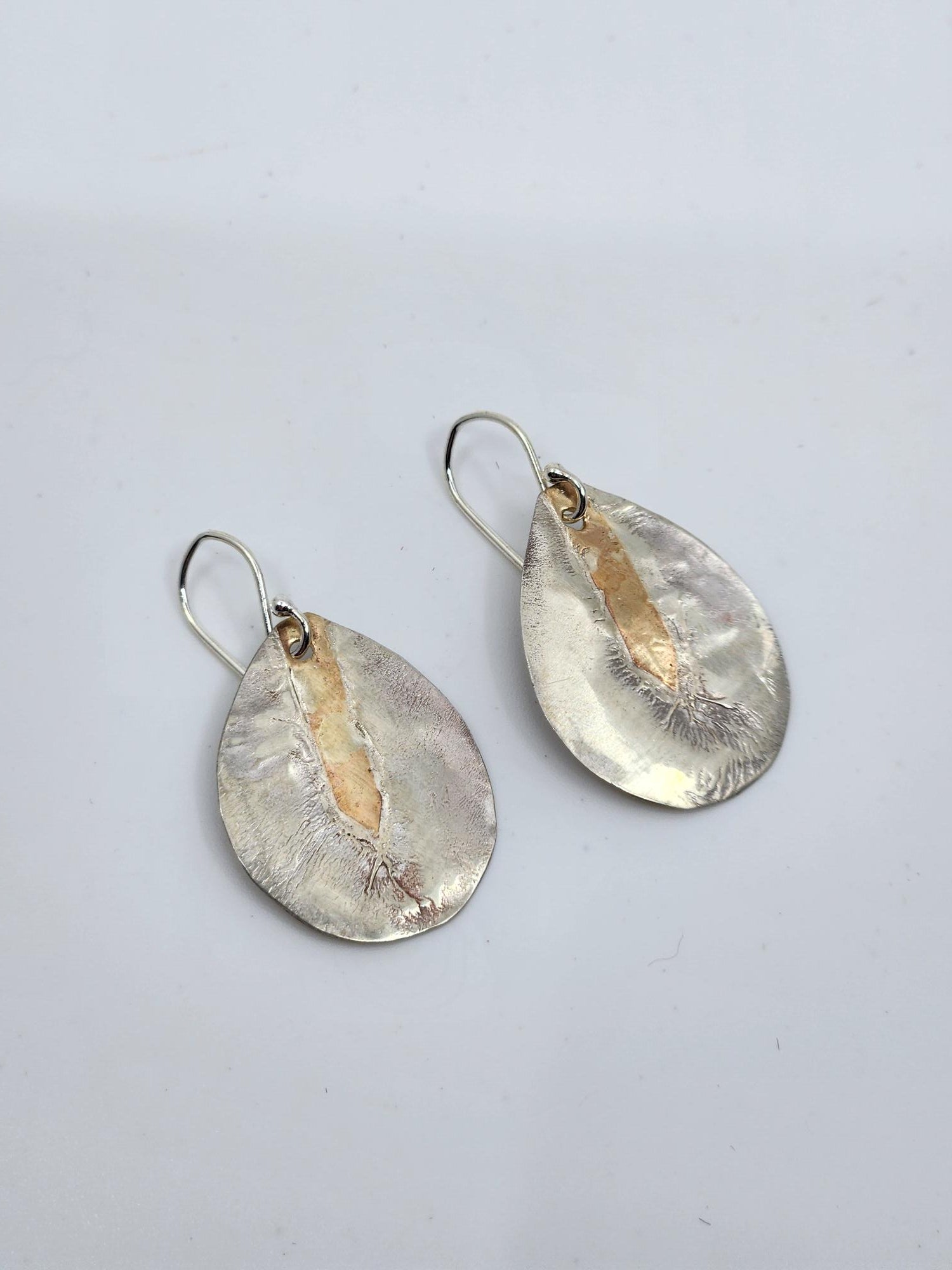 Reticulated 14ct Gold and Silver Earrings