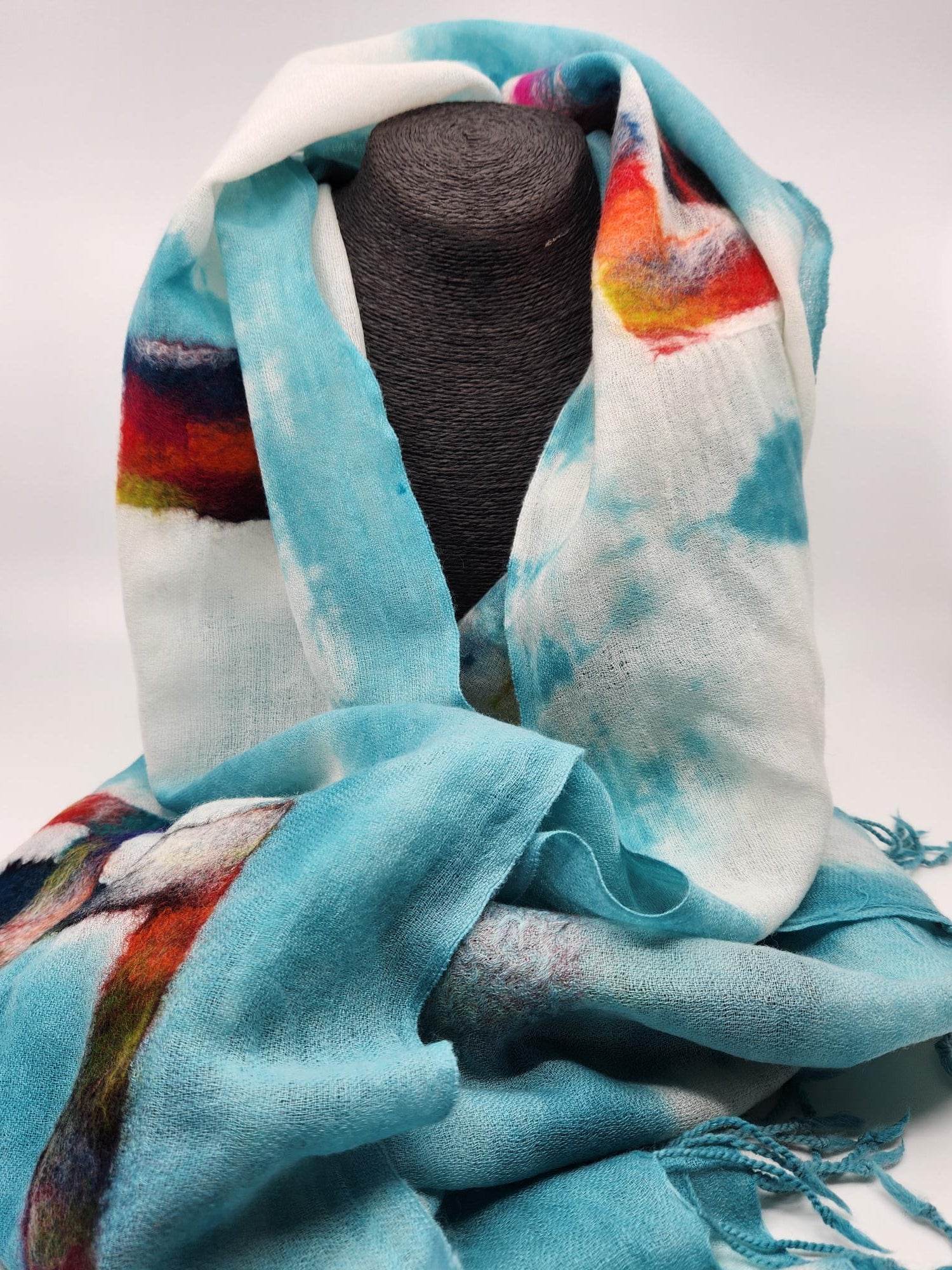 Felted Fine Wool Wrap - Blue