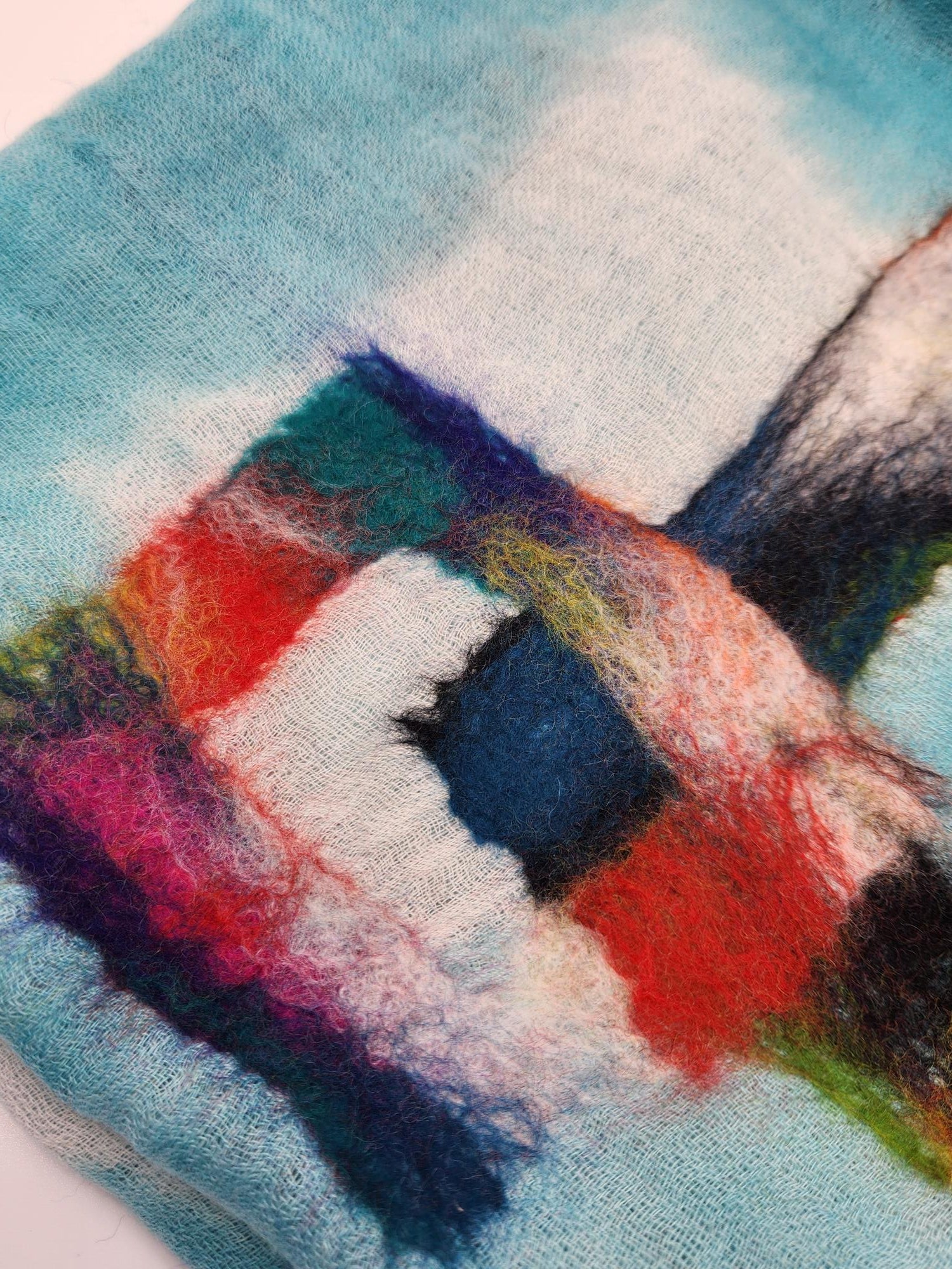 Felted Fine Wool Wrap - Blue