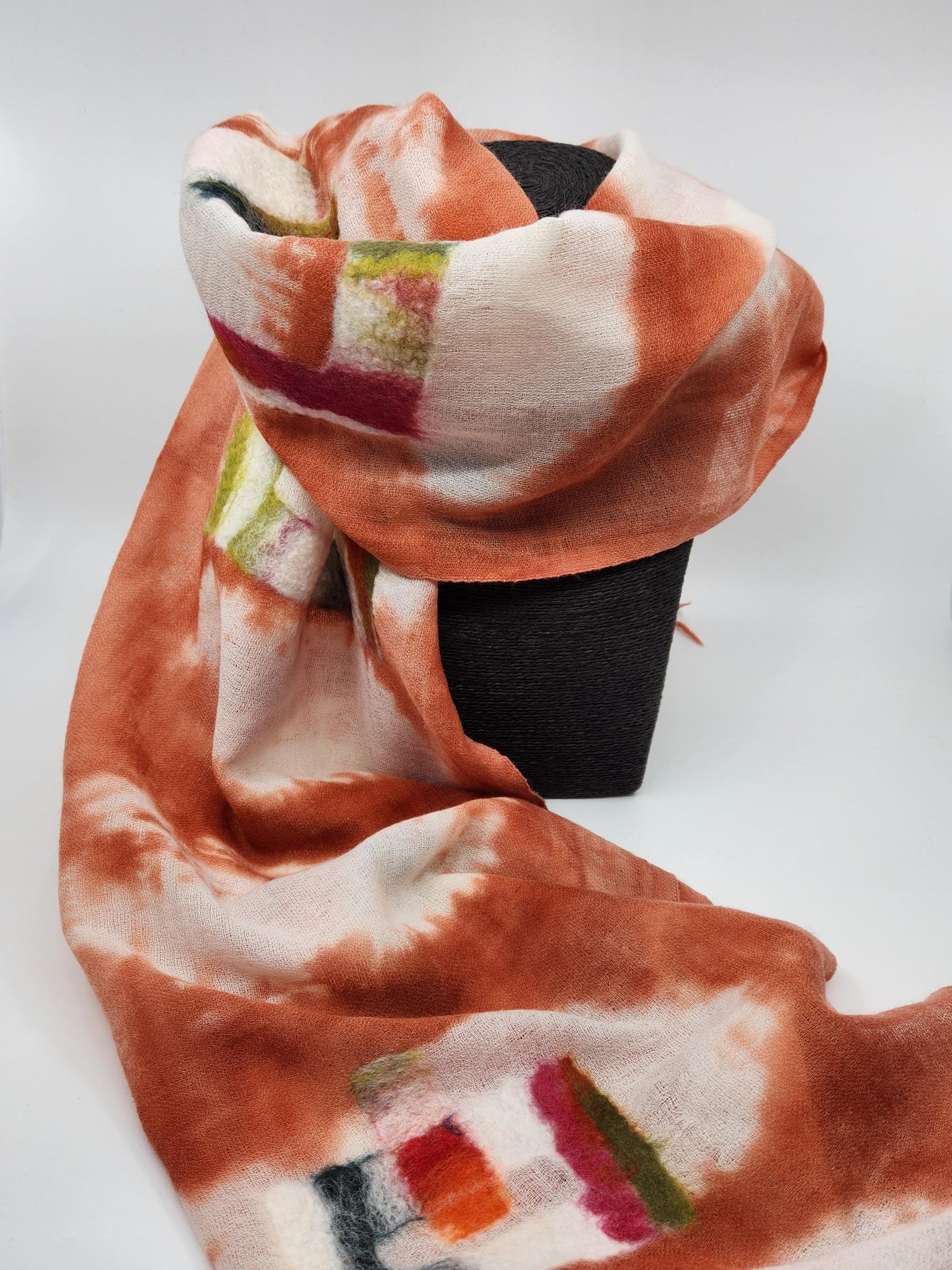 Felted Fine Wool Wrap - Rust