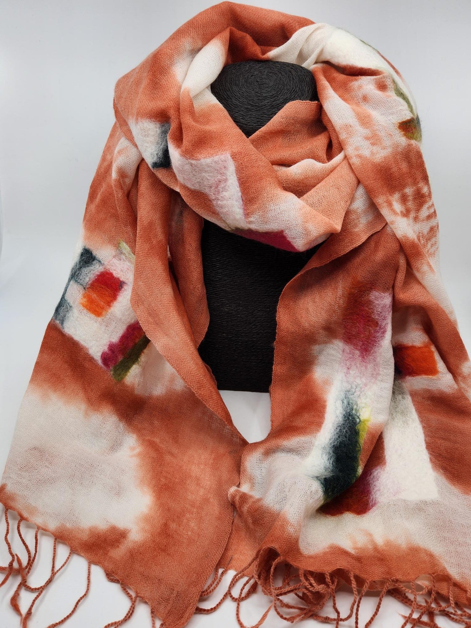 Felted Fine Wool Wrap - Rust