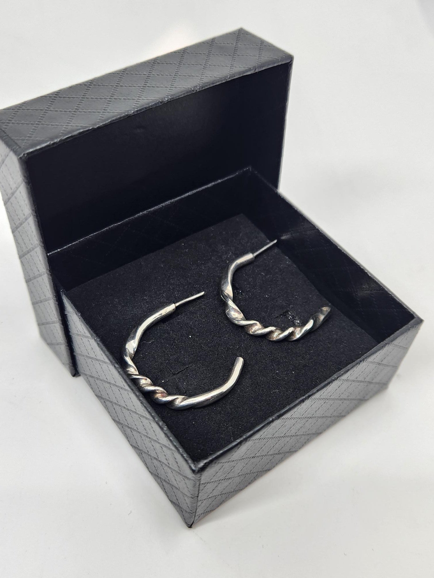 Twist Hoop Silver Earrings