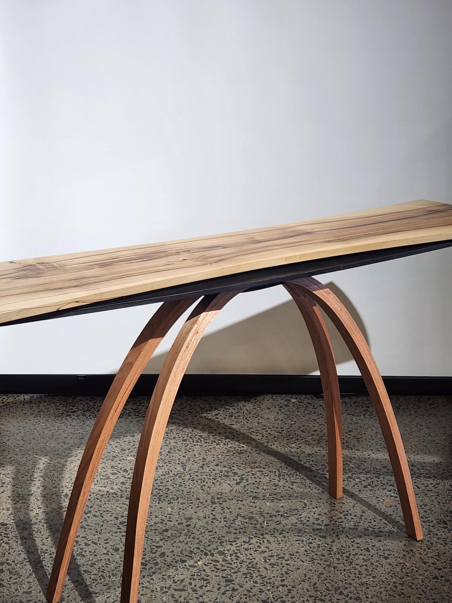 Arch Leg Hall Table - Blackheart Sassafras and Tas Oak