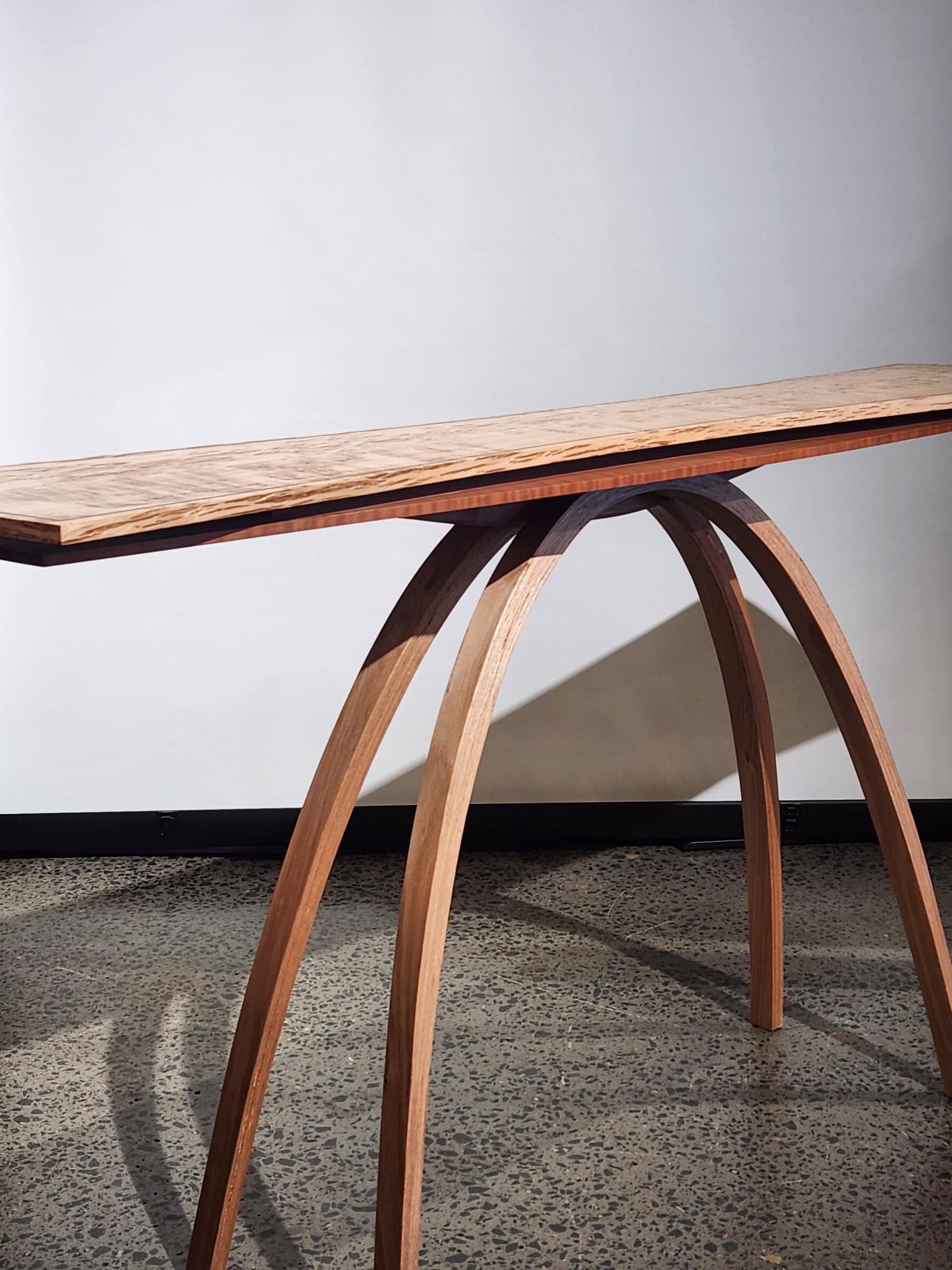 Arch Leg Hall Table - Eucalyptus, Myrtle and Tas Oak