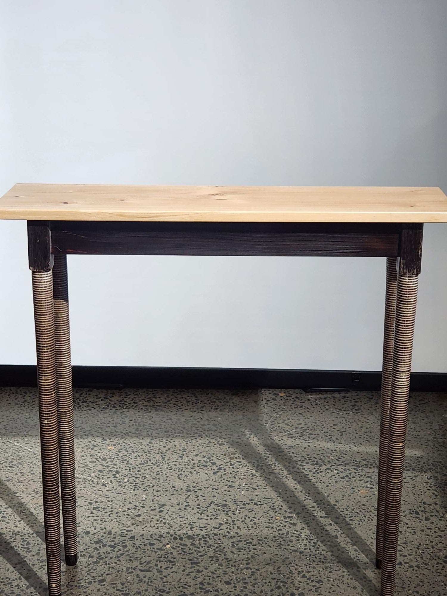 Celery Top Pine Hall Table on Burnt Plastered Legs