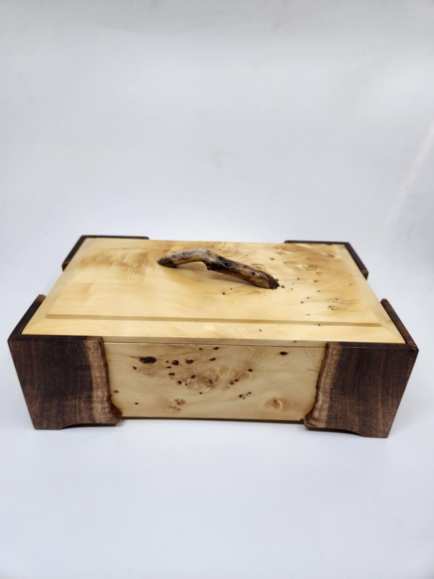 Birdseye Huon Pine Box - Blackwood Legs - Driftwood Handle