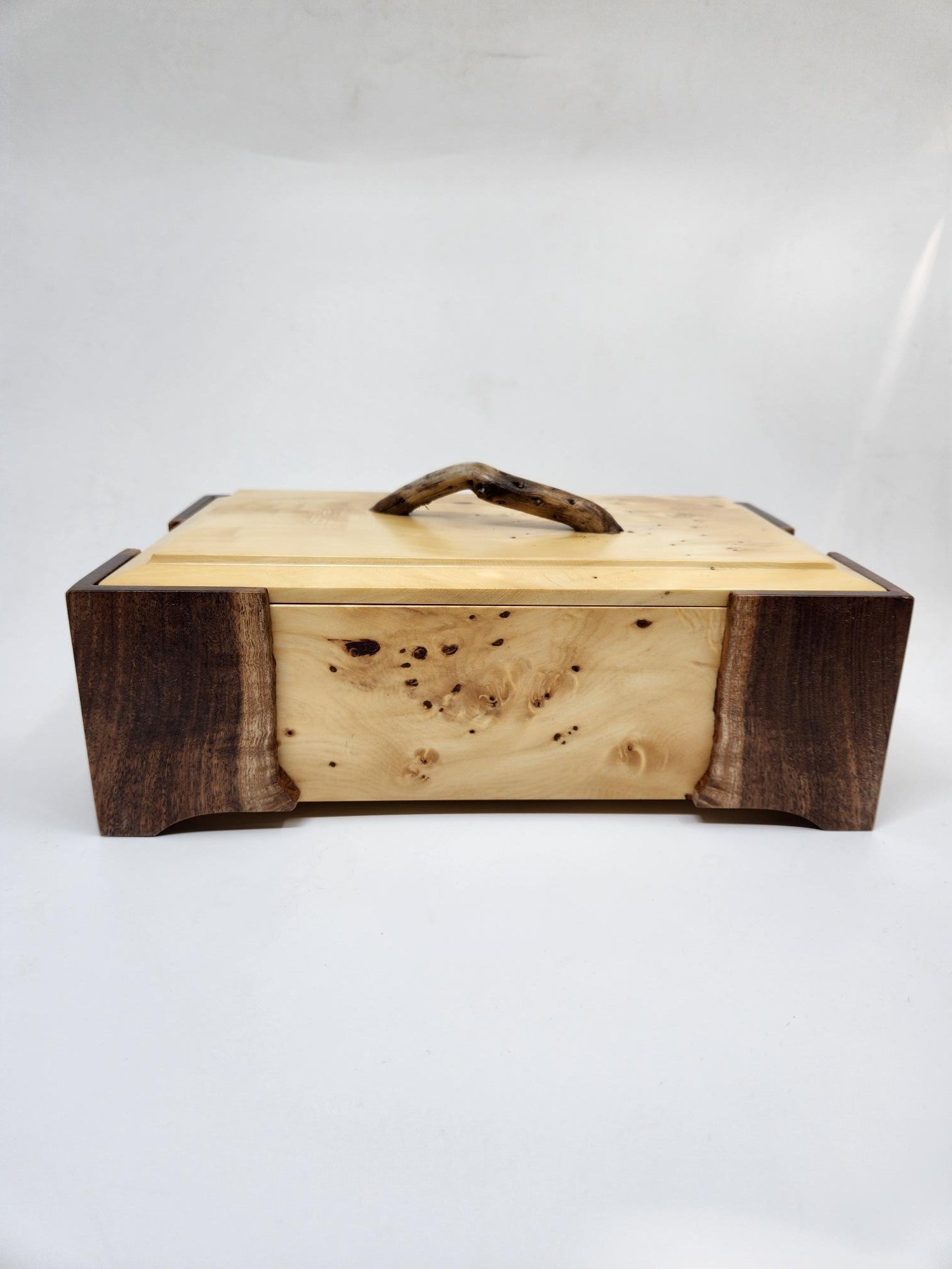 Birdseye Huon Pine Box - Blackwood Legs - Driftwood Handle