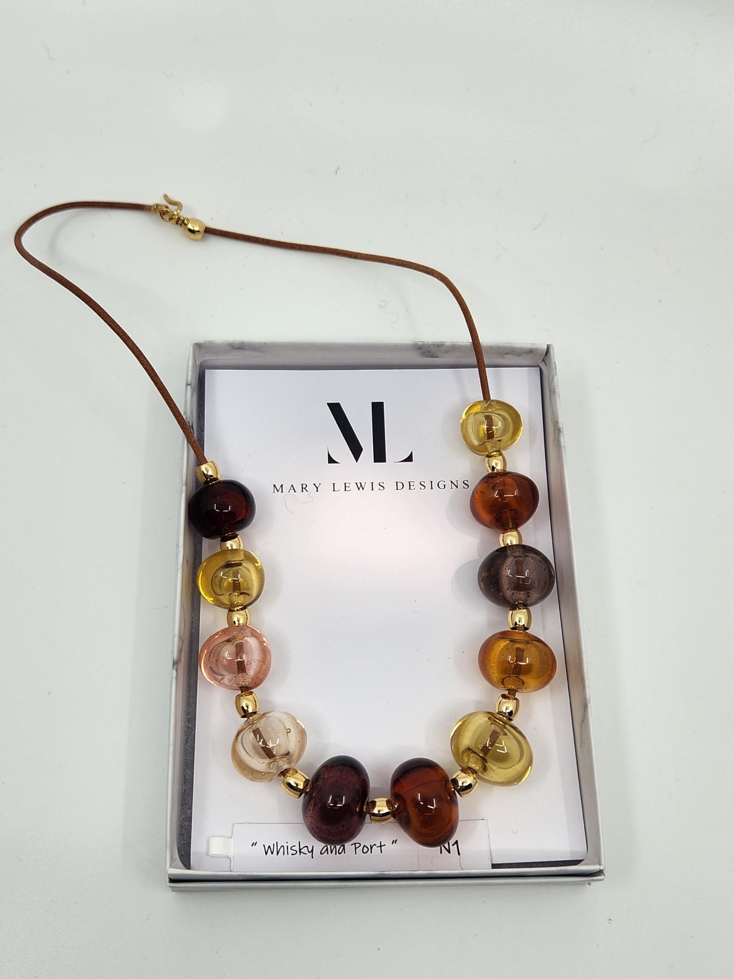 Hollow Glass Necklace - Whisky and Port