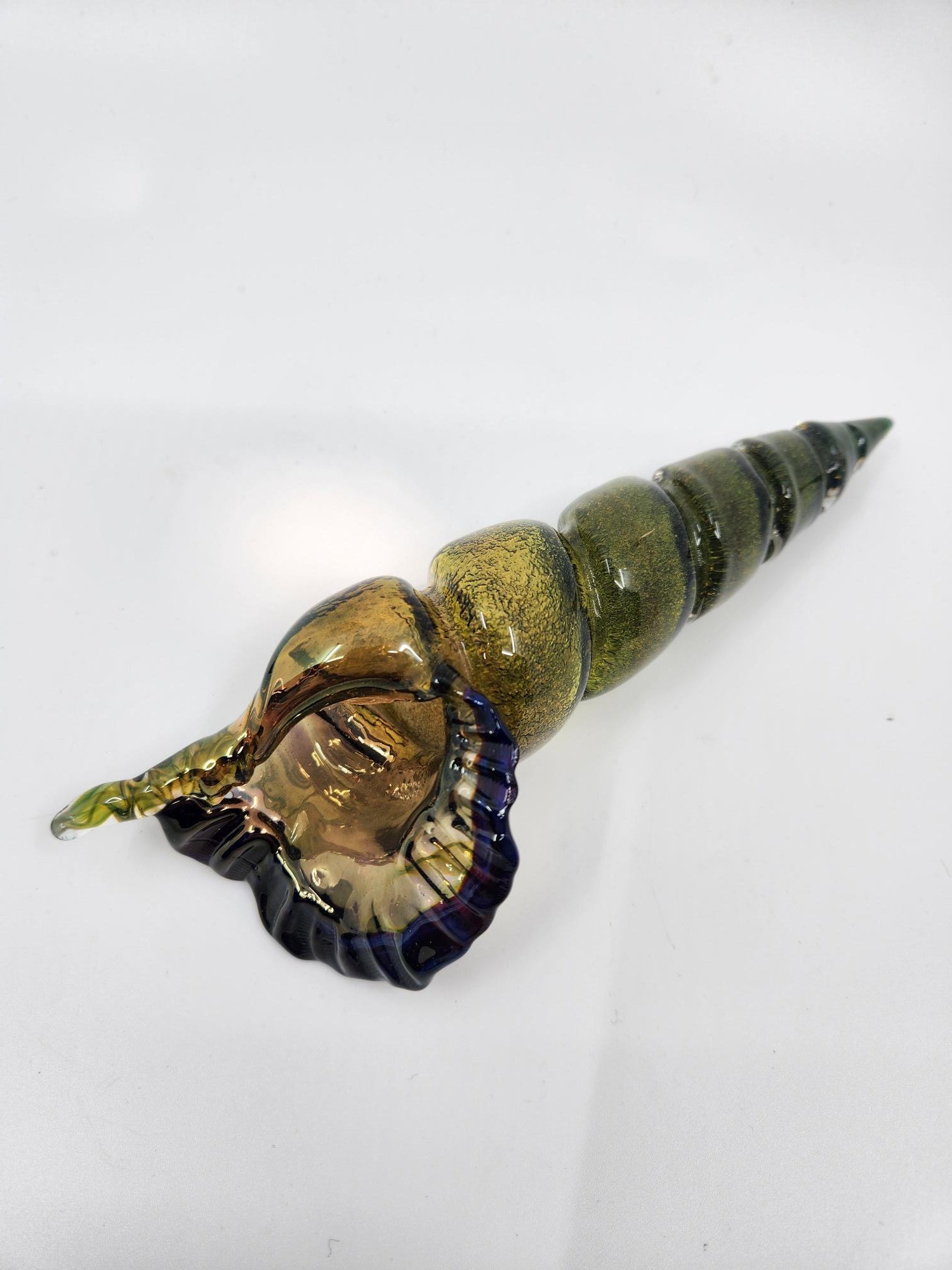 Large Spiral Gold Shell - Glass