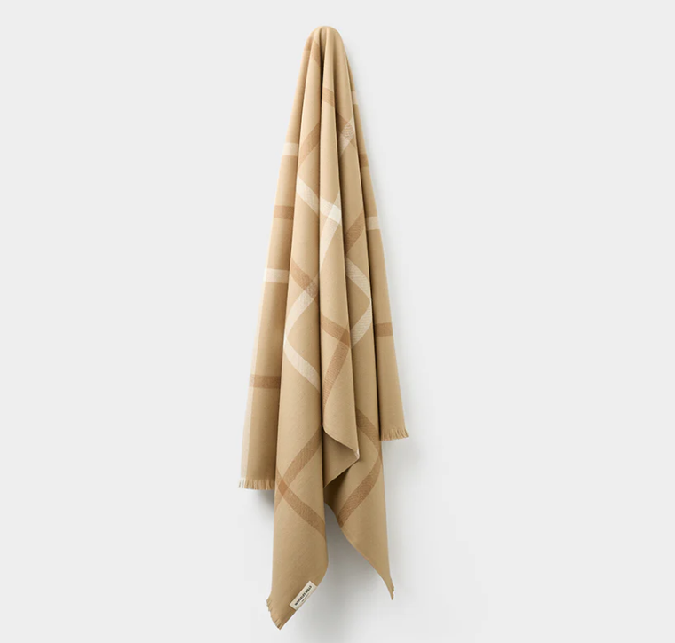 Plaid Merino Wool Throw - Sandpiper Beach