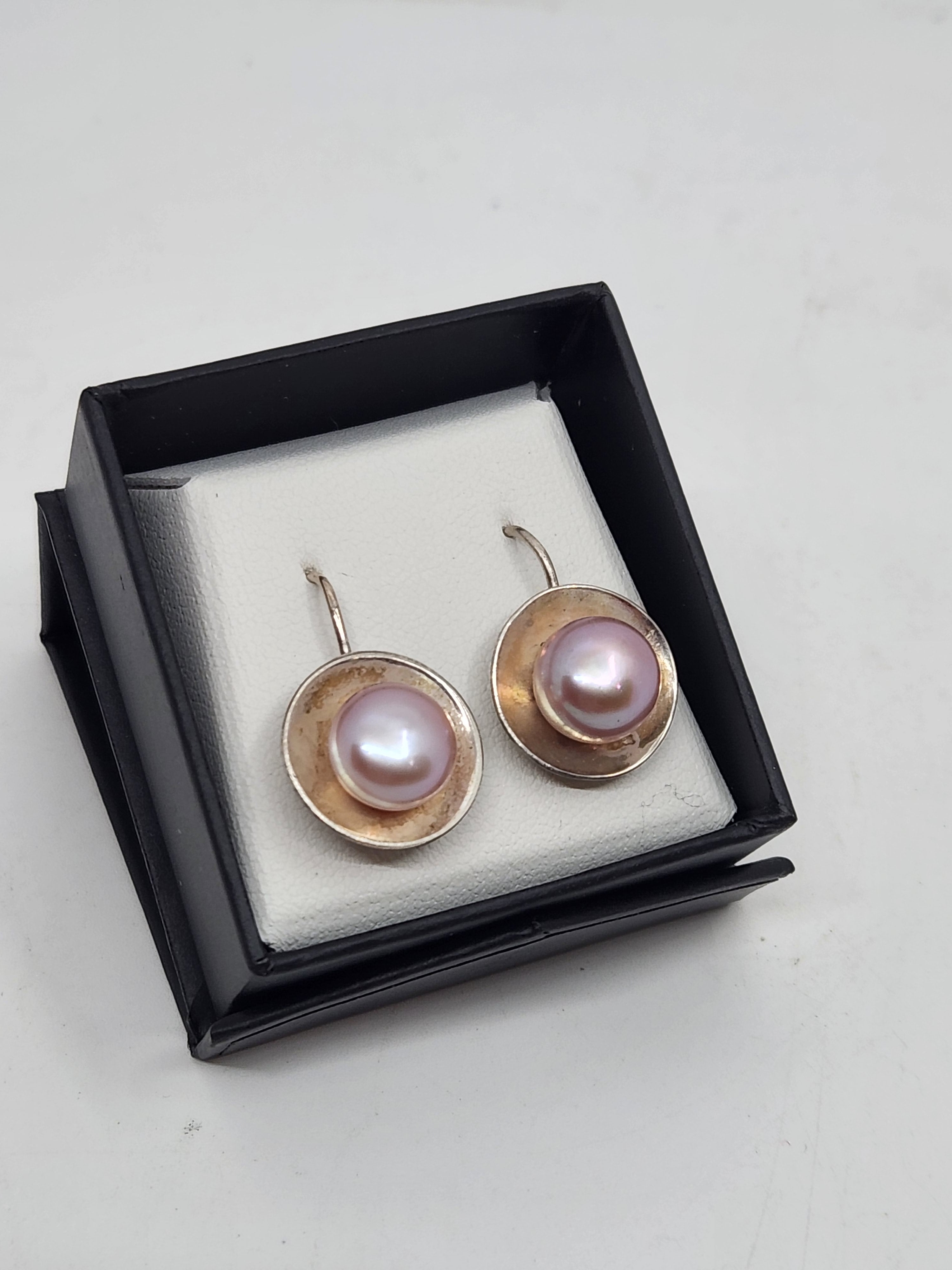 Silver & Pink Pearl Earrings