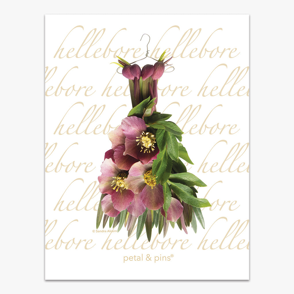 Pure Linen Tea Towel - Crimson Hellebore