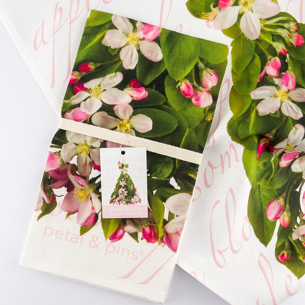 Pure Linen Tea Towel - Apple Blossom Dress
