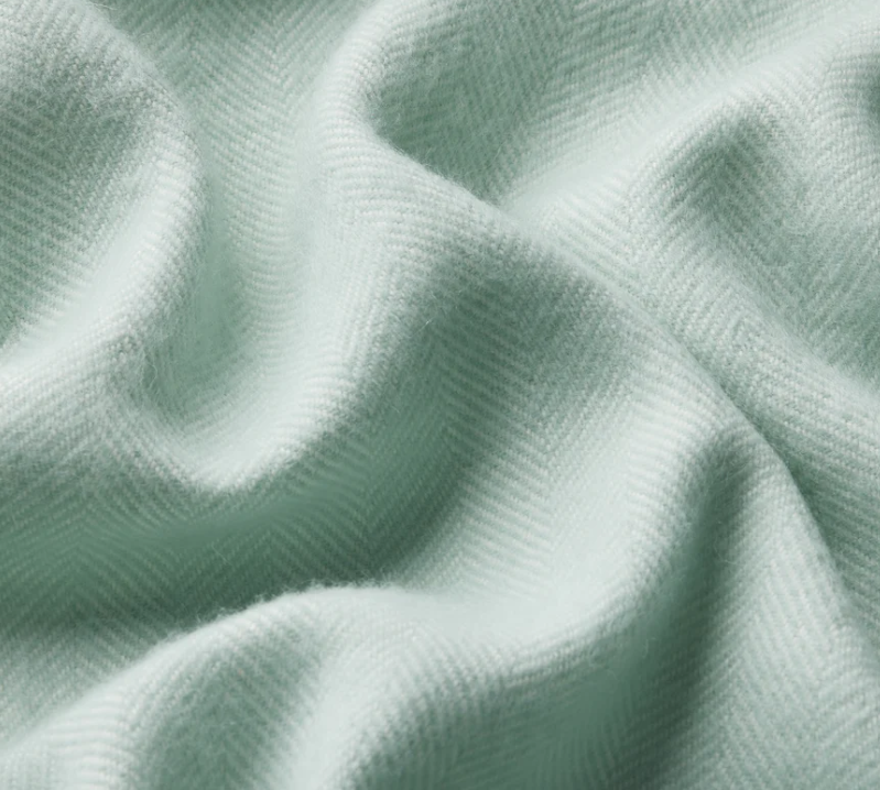 Merino Wool Herringbone Throw - Sea Glass