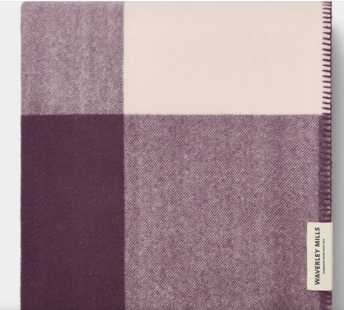 Merino Wool Smiths Lane Bed Blanket Q/K - Plum