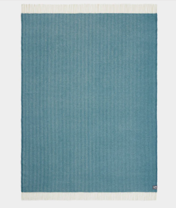 Merino Wool Herringbone Throw - Teal