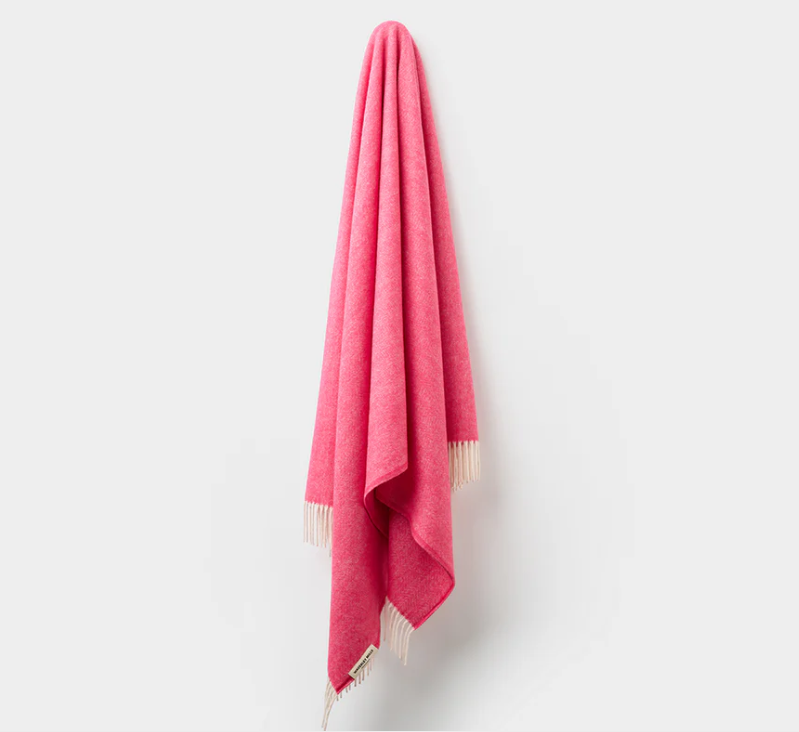 Merino Wool Herringbone Throw - Watermelon