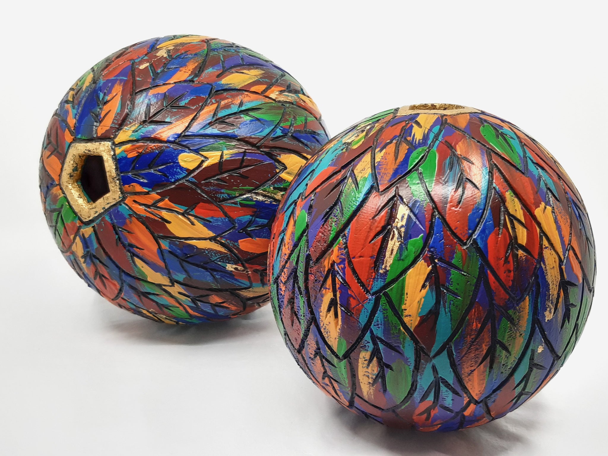 Carved & Painted 'Spring Series' Spheres